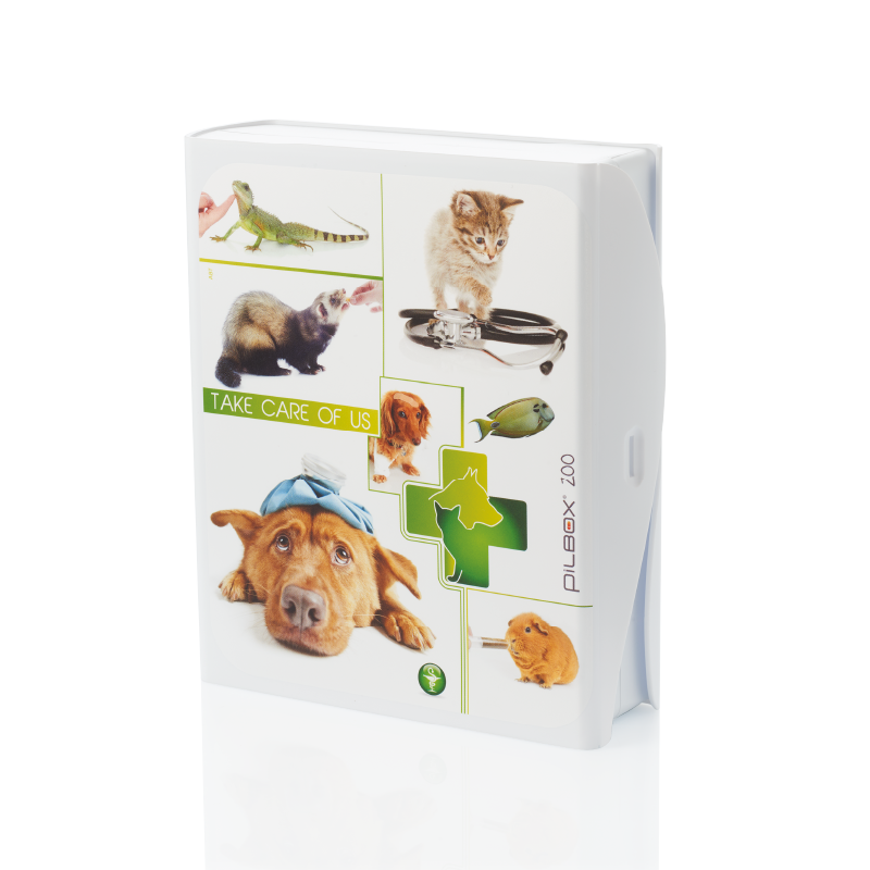 Pilbox grande contenance fermé avec photos d'animaux