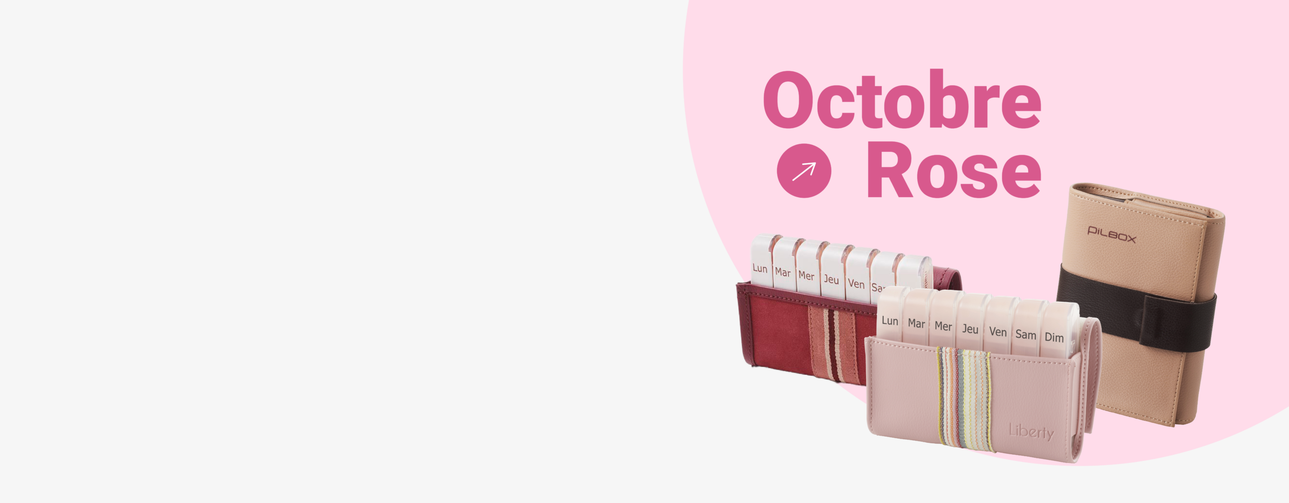 Pilulier semainiers roses et rouge de la gamme Pilbox